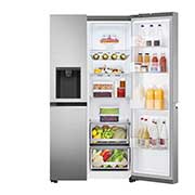 LG 635L Side by Side (Shiny Steel), Is- & vattendispenser, Energiklass E, Vatten/is via röranslutning, Smart Diagnosis™ med Wi-Fi, GSLV70PZLE