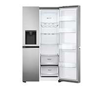 LG 635L Side by Side (Shiny Steel), Is- & vattendispenser, Energiklass E, Vatten/is via röranslutning, Smart Diagnosis™ med Wi-Fi, GSLV70PZLE