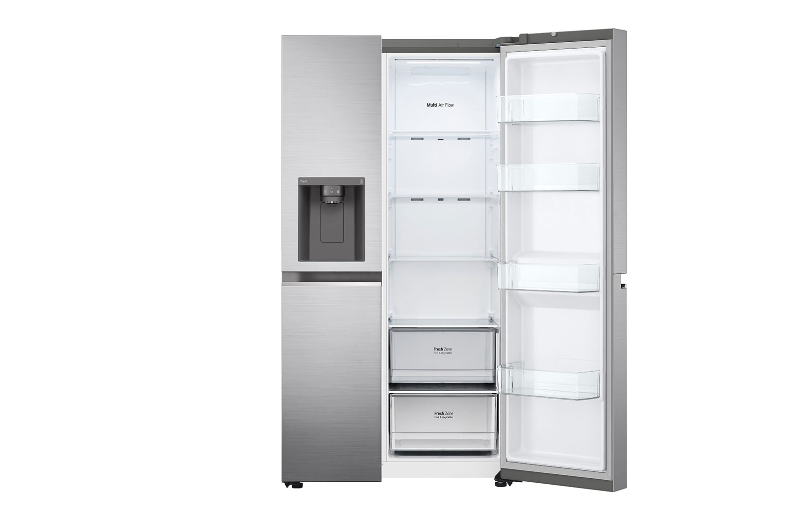 LG 635L Side by Side (Shiny Steel, Is- & vattendispenser, Energiklass D, Vatten/is via röranslutning, Smart Diagnosis™ med Wi-Fi, GSLV70PZTD