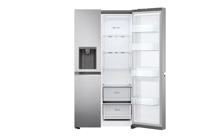 LG 635L Side by Side (Shiny Steel, Is- & vattendispenser, Energiklass D, Vatten/is via röranslutning, Smart Diagnosis™ med Wi-Fi, GSLV70PZTD