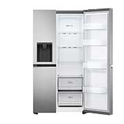 LG 635L Side by Side (Shiny Steel), Is- & vattendispenser, Energiklass E, Vatten/is via röranslutning, Smart Diagnosis™ med Wi-Fi, GSLV70PZTE