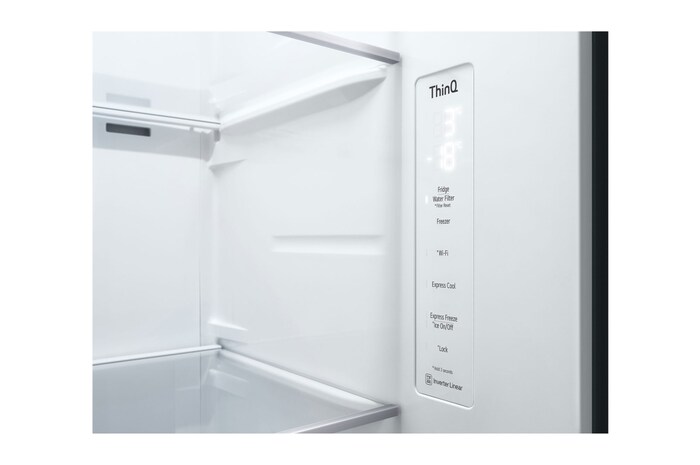 LG 635L Side by Side (Shiny Steel), Is- & vattendispenser, Energiklass E, Vatten/is via röranslutning, Smart Diagnosis™ med Wi-Fi, GSLV70PZTE
