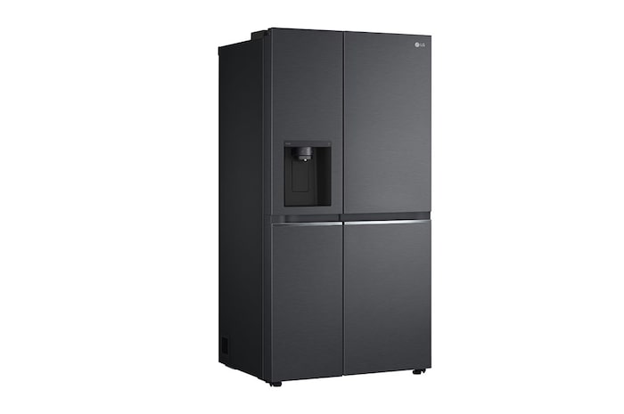 LG 635L Side by Side (Matte Black Stainless Steel), Is- & vattendispenser, Energiklass D, Vatten/is utan röranslutning, Smart Diagnosis™ med Wi-Fi, GSLV71MCTD