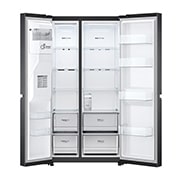 LG 635L Side by Side (Matte Black Steel), Is- & vattendispenser, Energiklass E, Vatten/is utan röranslutning, Smart Diagnosis™ med Wi-Fi, GSLV71MCTE