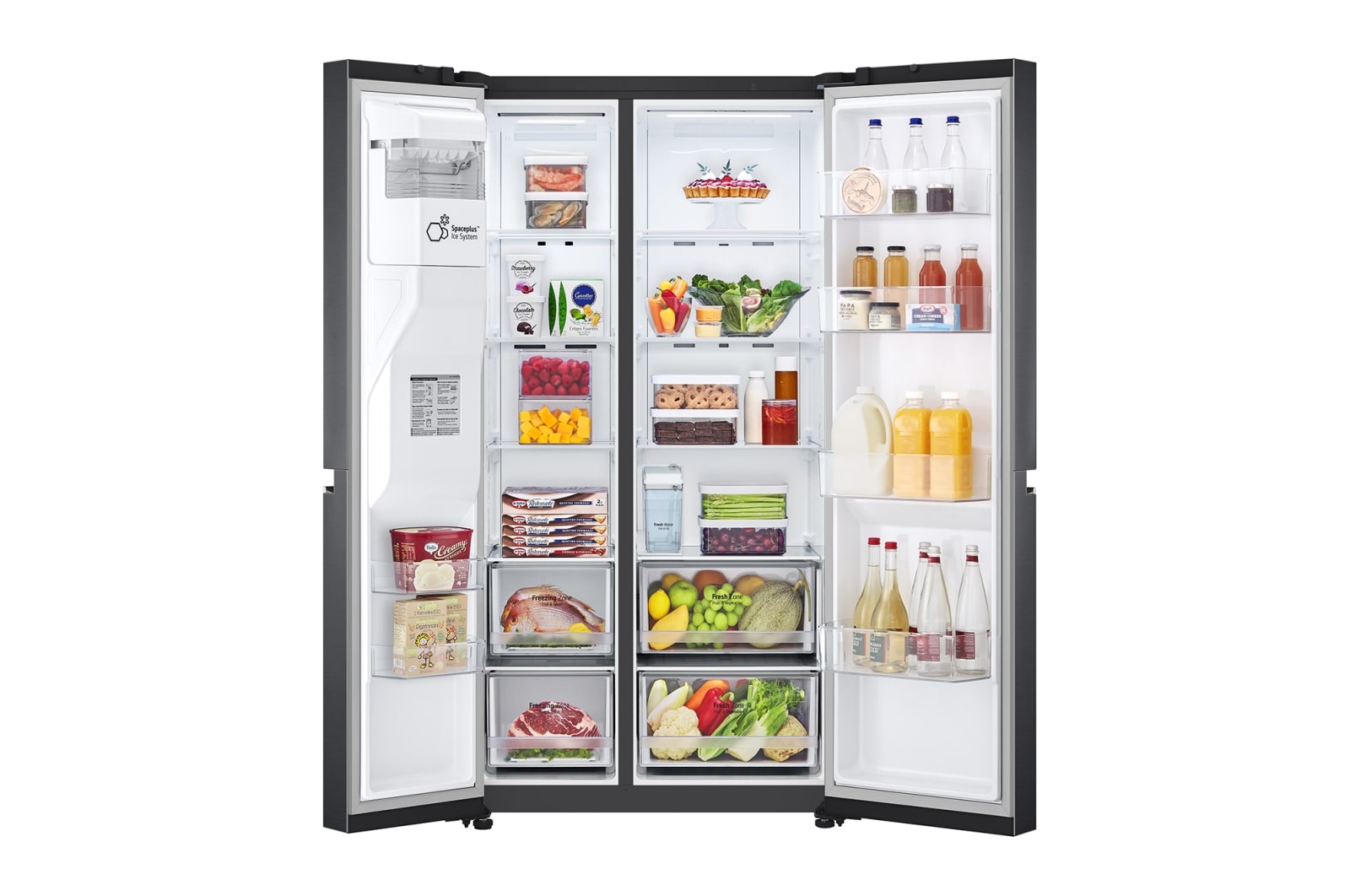 LG 635L Side by Side (Matte Black Steel), Is- & vattendispenser, Energiklass E, Vatten/is utan röranslutning, Smart Diagnosis™ med Wi-Fi, GSLV71MCTE