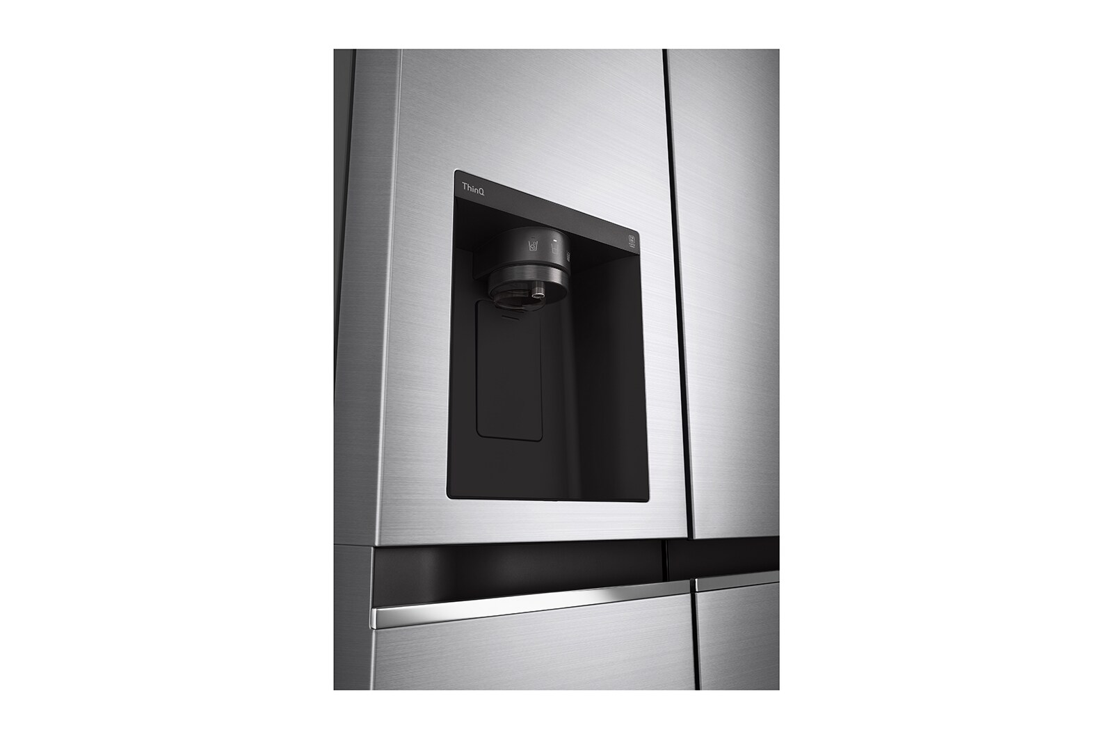 LG 635L Side by Side (Shiny Steel), Is- & vattendispenser, Energiklass E, Vatten/is utan röranslutning, Smart Diagnosis™ med Wi-Fi, GSLV71PZLE