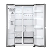 LG 635L Side by Side (Shiny Steel), Is- & vattendispenser, Energiklass E, Vatten/is utan röranslutning, Smart Diagnosis™ med Wi-Fi, GSLV71PZLE