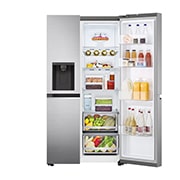LG 635L Side by Side (Shiny Steel), Is- & vattendispenser, Energiklass E, Vatten/is utan röranslutning, Smart Diagnosis™ med Wi-Fi, GSLV71PZLE