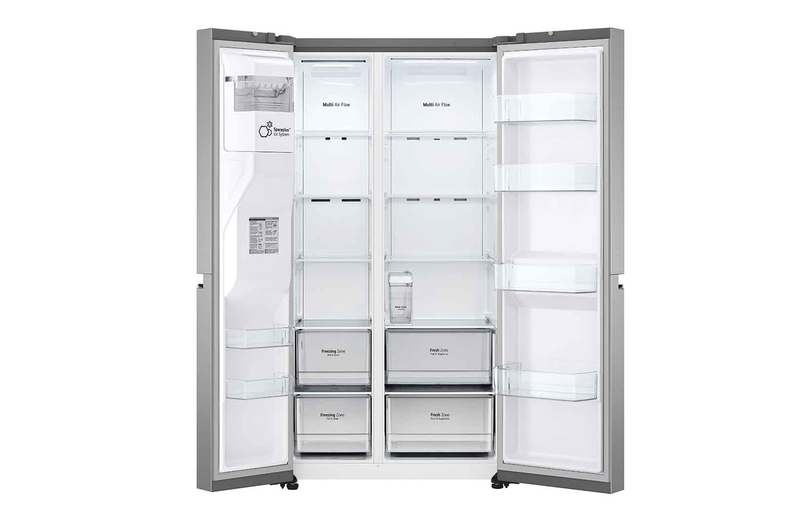 LG 635L Side by Side (Shiny Steel, Is- & vattendispenser, Energiklass D, Vatten/is utan röranslutning, Smart Diagnosis™ med Wi-Fi, GSLV71PZTD
