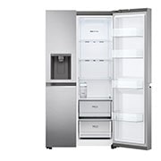 LG 635L Side by Side (Shiny Steel, Is- & vattendispenser, Energiklass D, Vatten/is utan röranslutning, Smart Diagnosis™ med Wi-Fi, GSLV71PZTD