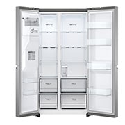 LG 635L Side by Side (Shiny Steel, Is- & vattendispenser, Energiklass D, Vatten/is utan röranslutning, Smart Diagnosis™ med Wi-Fi, GSLV71PZTD