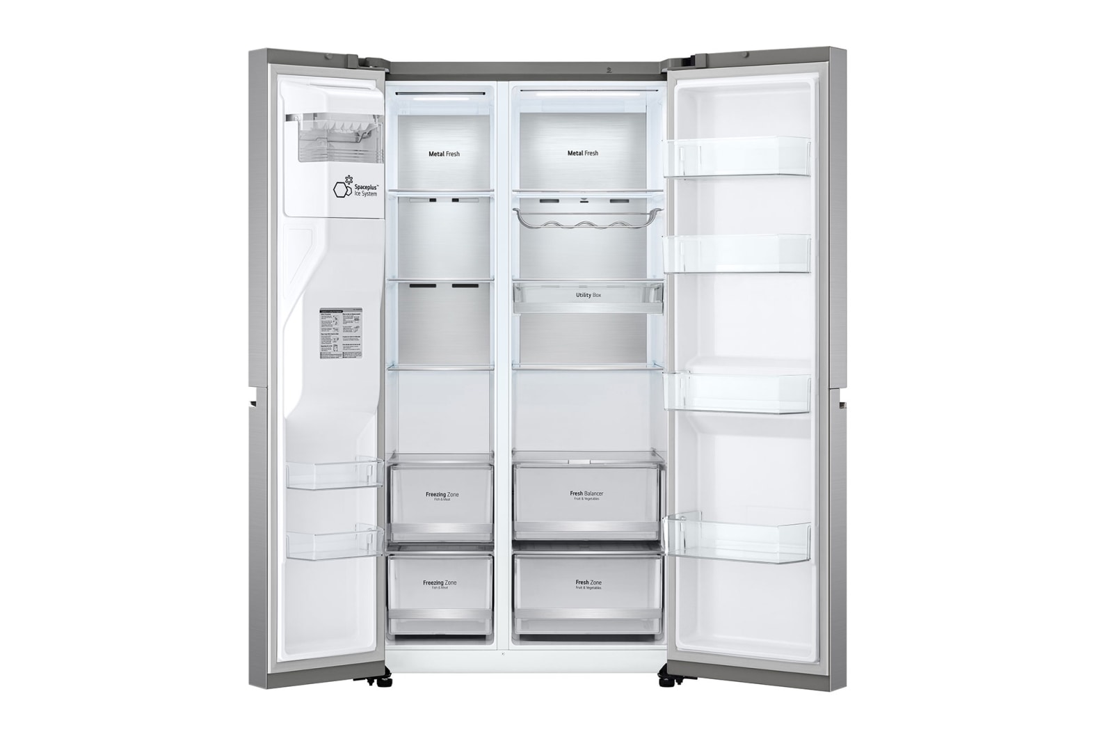 LG 635L Side by Side (Shiny Steel), Is- & vattendispenser, Energiklass F, Vatten/is via röranslutning, Smart Diagnosis™ med Wi-Fi, GSLV90PZAM