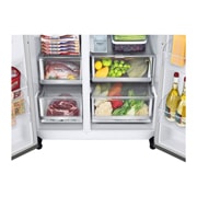 LG 635L Side by Side (Metal Sorbet), Is- & vattendispenser, Energiklass C, Vatten/is utan röranslutning, Smart Diagnosis™ med Wi-Fi, GSLV91MBAC