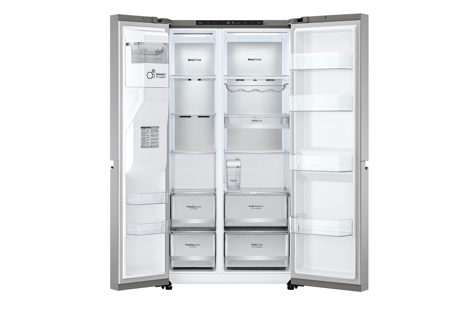 LG 635L Side by Side (Metal Sorbet), Is- & vattendispenser, Energiklass C, Vatten/is utan röranslutning, Smart Diagnosis™ med Wi-Fi, GSLV91MBAC