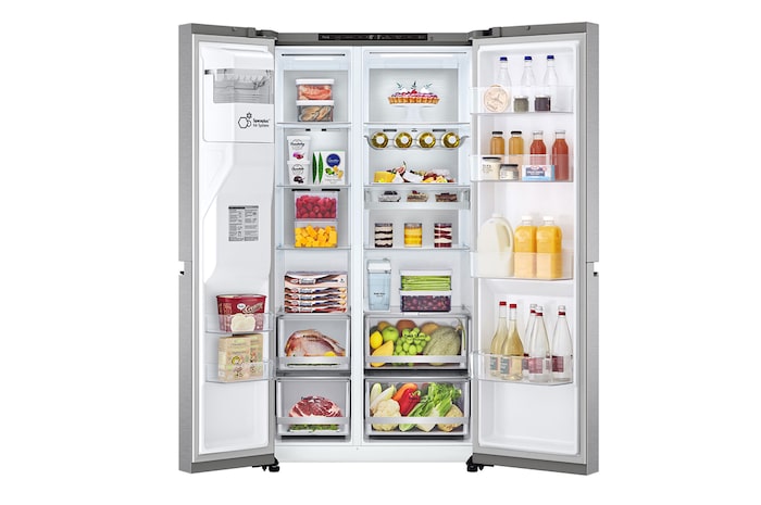 LG 635L Side by Side (Metal Sorbet), Is- & vattendispenser, Energiklass C, Vatten/is utan röranslutning, Smart Diagnosis™ med Wi-Fi, GSLV91MBAC