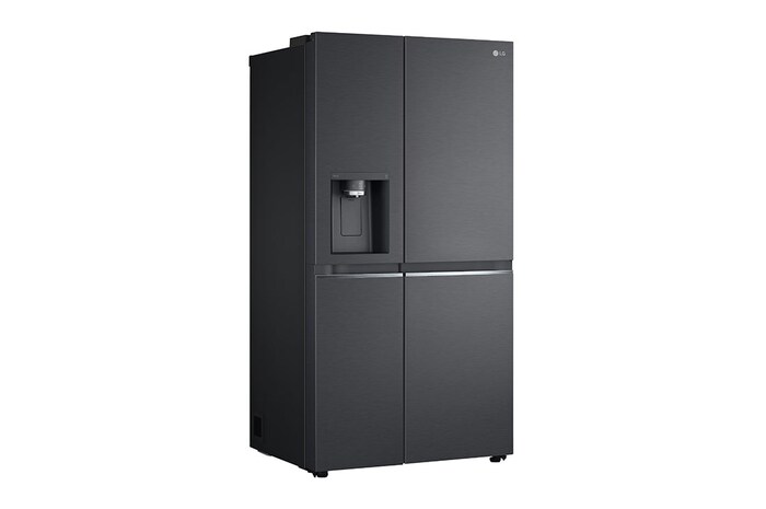 LG 635L Side by Side (Matte Black), Is- & vattendispenser, Energiklass D, Vatten/is utan röranslutning, Smart Diagnosis™ med Wi-Fi, GSLV91MCAD