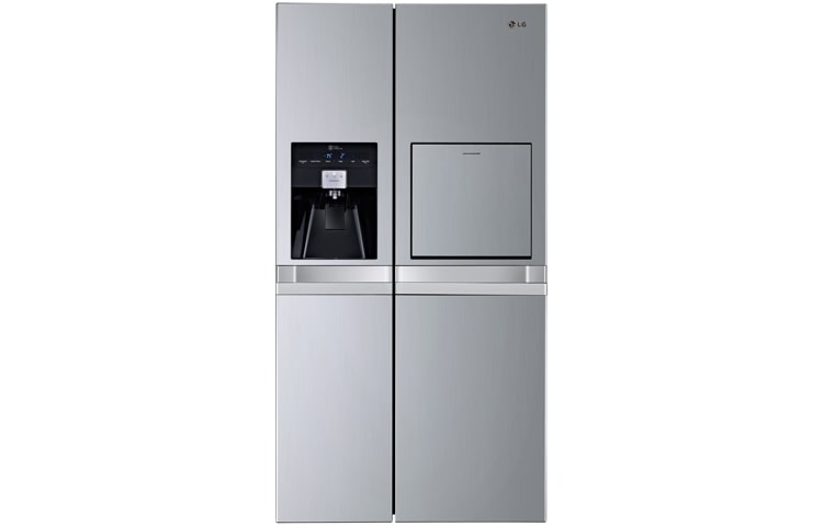 Vy framifrån av Avfrostningsfritt och  Side-by-Side skåp med isdispenser och minibar (Nettovolym 540 liter) GSP545NSQZ