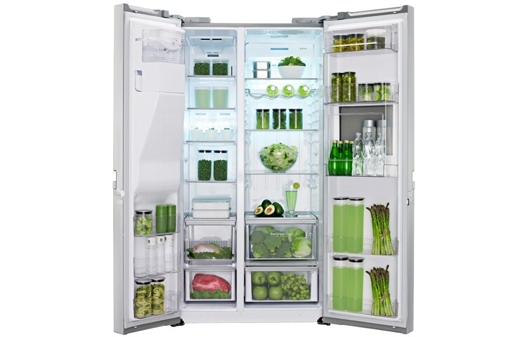 LG Avfrostningsfritt och  Side-by-Side skåp med isdispenser och minibar (Nettovolym 540 liter), GSP545NSQZ