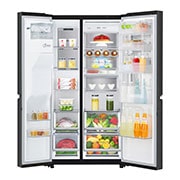 LG 625L InstaView Door in Door™ Side by Side (Matte Black) - Energiklass E, Vatten/is med röranslutning, Smart Diagnosis™ med Wi-Fi, GSX960MCCE