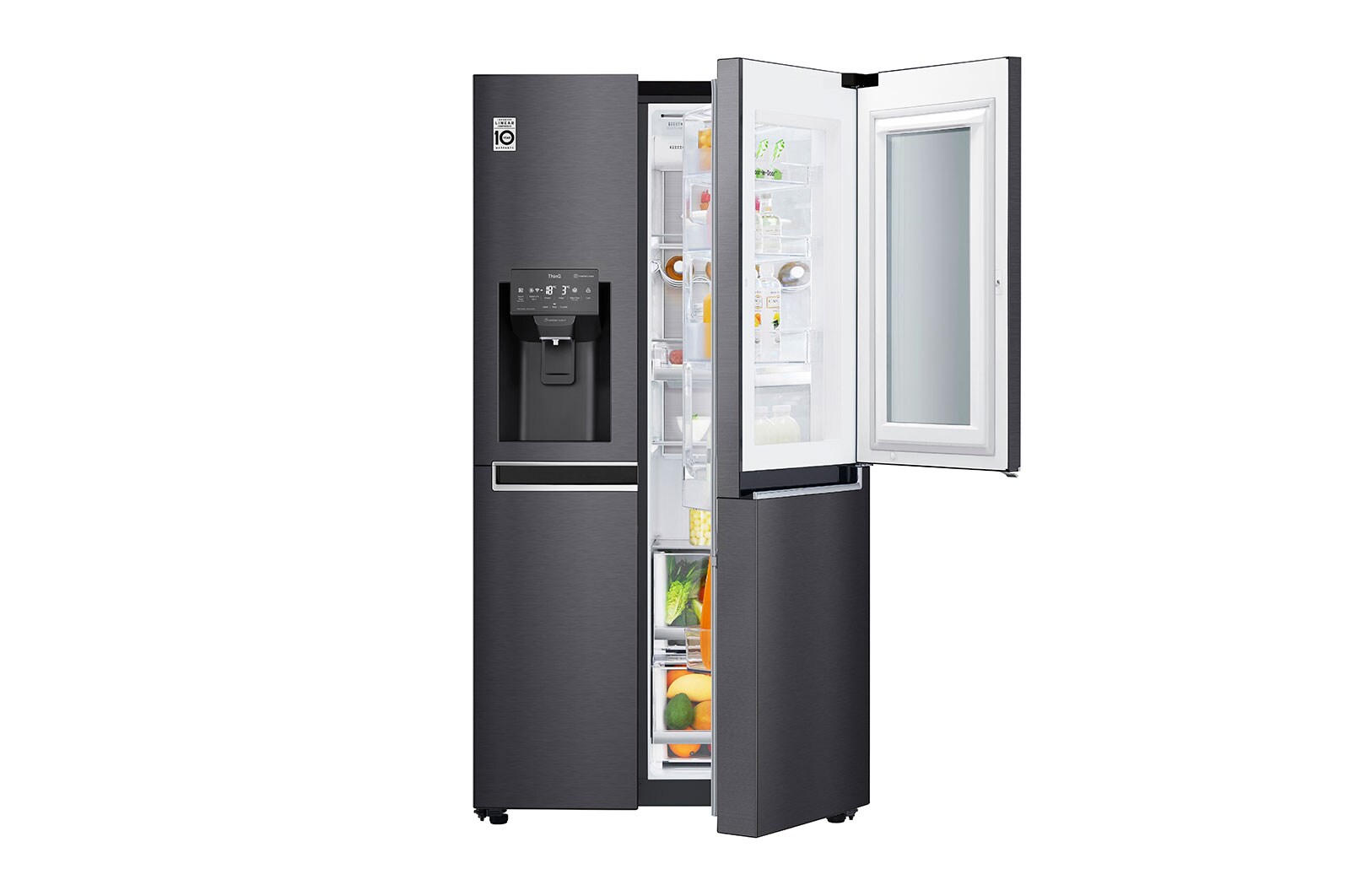 LG 625L InstaView Door in Door™ Side by Side (Matte Black) - Energiklass E, Vatten/is med röranslutning, Smart Diagnosis™ med Wi-Fi, GSX960MCCE