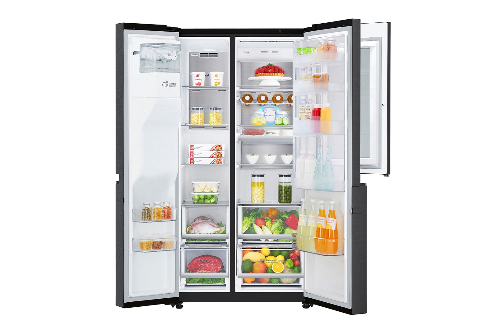 LG 625L InstaView Door in Door™ Side by Side (Matte Black) - Energiklass E, Vatten/is med röranslutning, Smart Diagnosis™ med Wi-Fi, GSX960MCCE