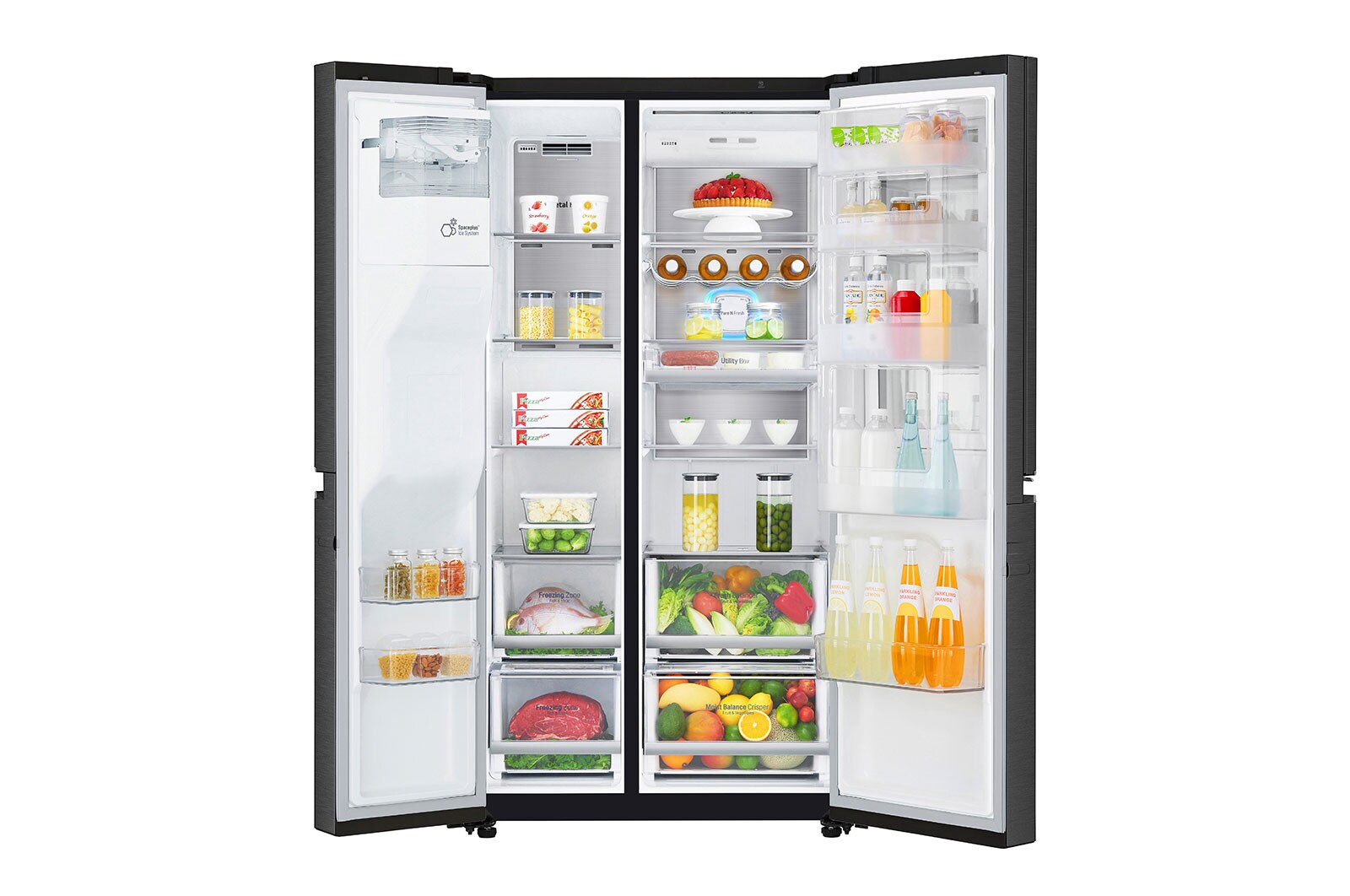 LG 625L InstaView Door in Door™ Side by Side (Matte Black) - Energiklass E, Vatten/is med röranslutning, Smart Diagnosis™ med Wi-Fi, GSX960MCCE