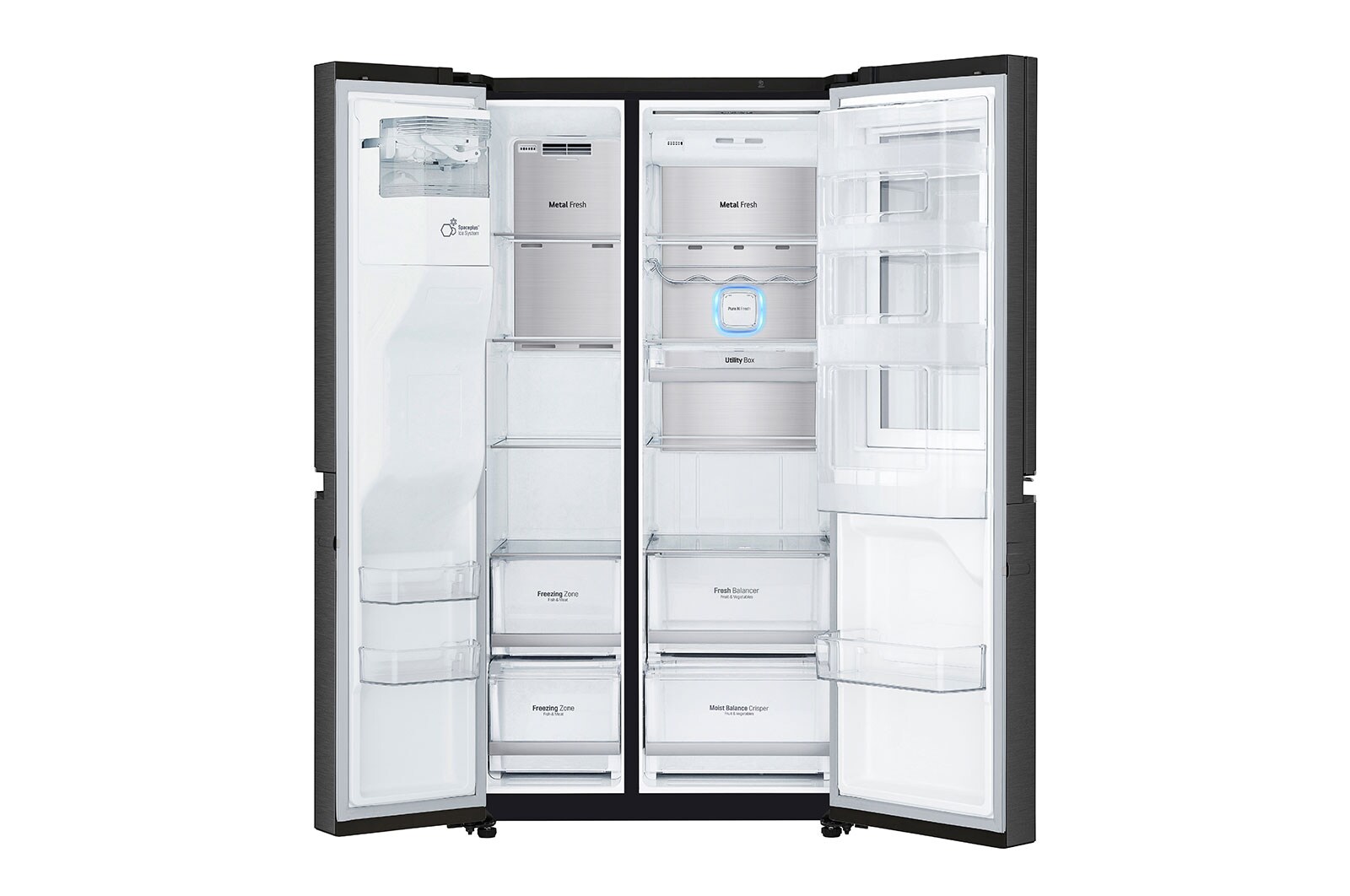 LG 625L InstaView Door in Door™ Side by Side (Matte Black) - Energiklass E, Vatten/is med röranslutning, Smart Diagnosis™ med Wi-Fi, GSX960MCCE