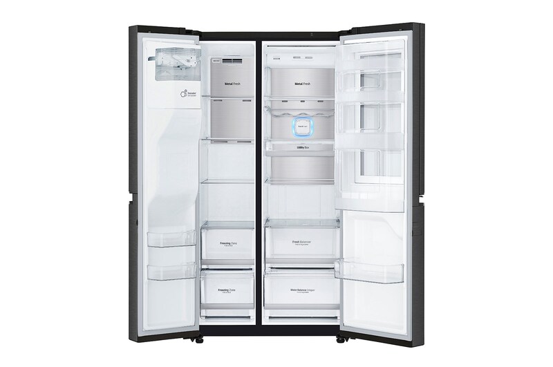LG 625L InstaView Door in Door™ Side by Side (Matte Black) - Energiklass E, Vatten/is med röranslutning, Smart Diagnosis™ med Wi-Fi, GSX960MCCE