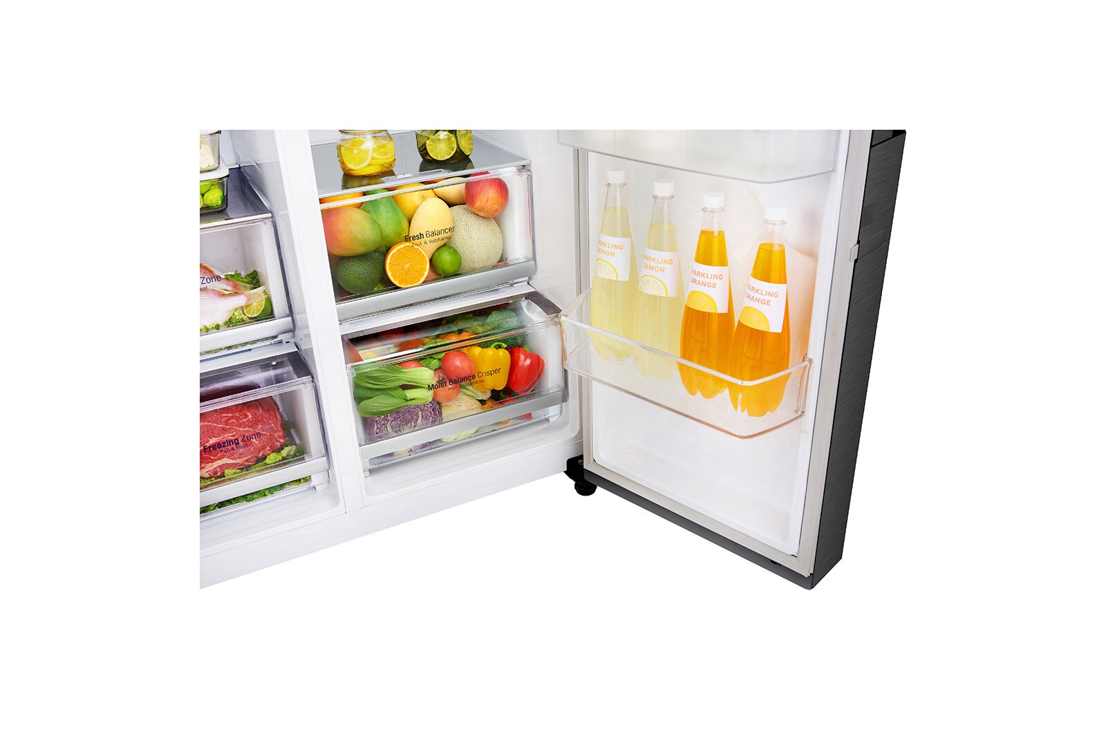 LG 625L InstaView Door in Door™ Side by Side (Matte Black) - Energiklass E, Vatten/is med röranslutning, Smart Diagnosis™ med Wi-Fi, GSX960MCCE