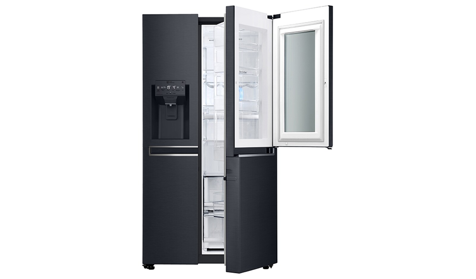 LG 625L InstaView Door in Door™ Side by Side (Matte Black) - Energiklass F, Vatten/is via röranslutning, Smart Diagnosis™ med Wi-Fi, GSX960MTAZ