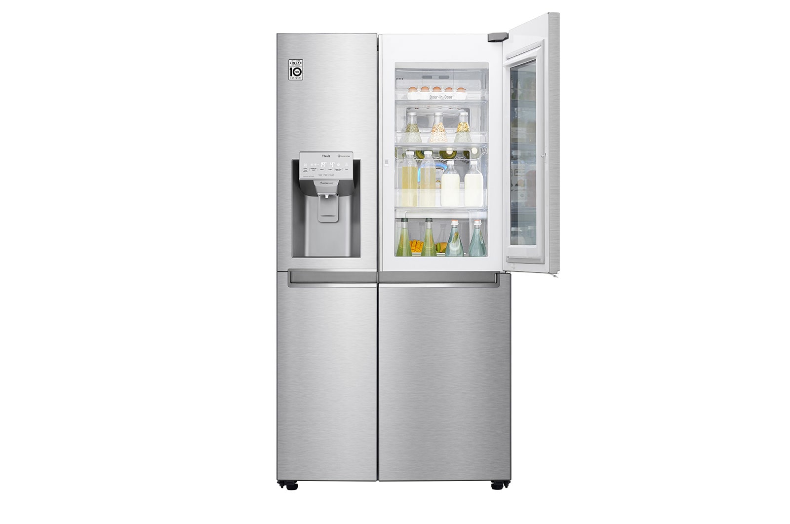 LG 625L InstaView Door in Door™ Side by Side (Noble Steel) - Energiklass E, Vatten/is med röranslutning, Smart Diagnosis™ med Wi-Fi, GSX960NECE