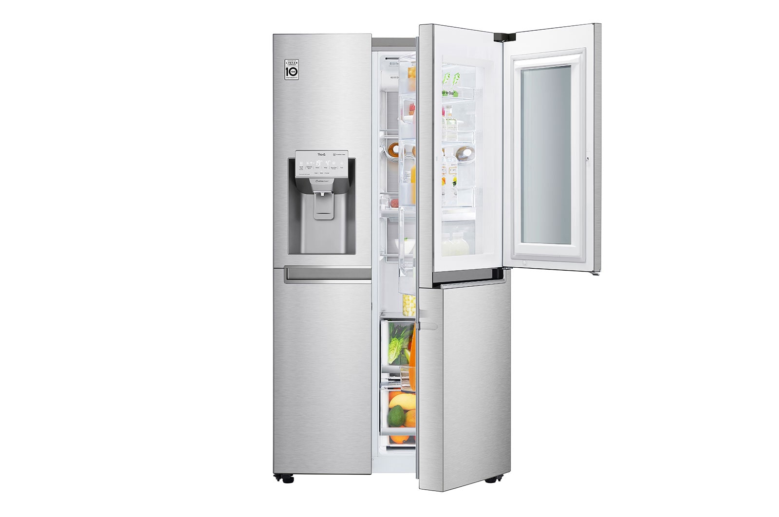 LG 625L InstaView Door in Door™ Side by Side (Noble Steel) - Energiklass E, Vatten/is med röranslutning, Smart Diagnosis™ med Wi-Fi, GSX960NECE