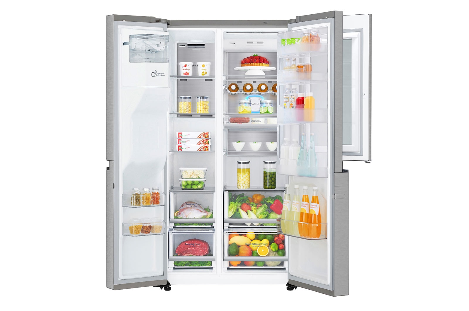 LG 625L InstaView Door in Door™ Side by Side (Noble Steel) - Energiklass E, Vatten/is med röranslutning, Smart Diagnosis™ med Wi-Fi, GSX960NECE