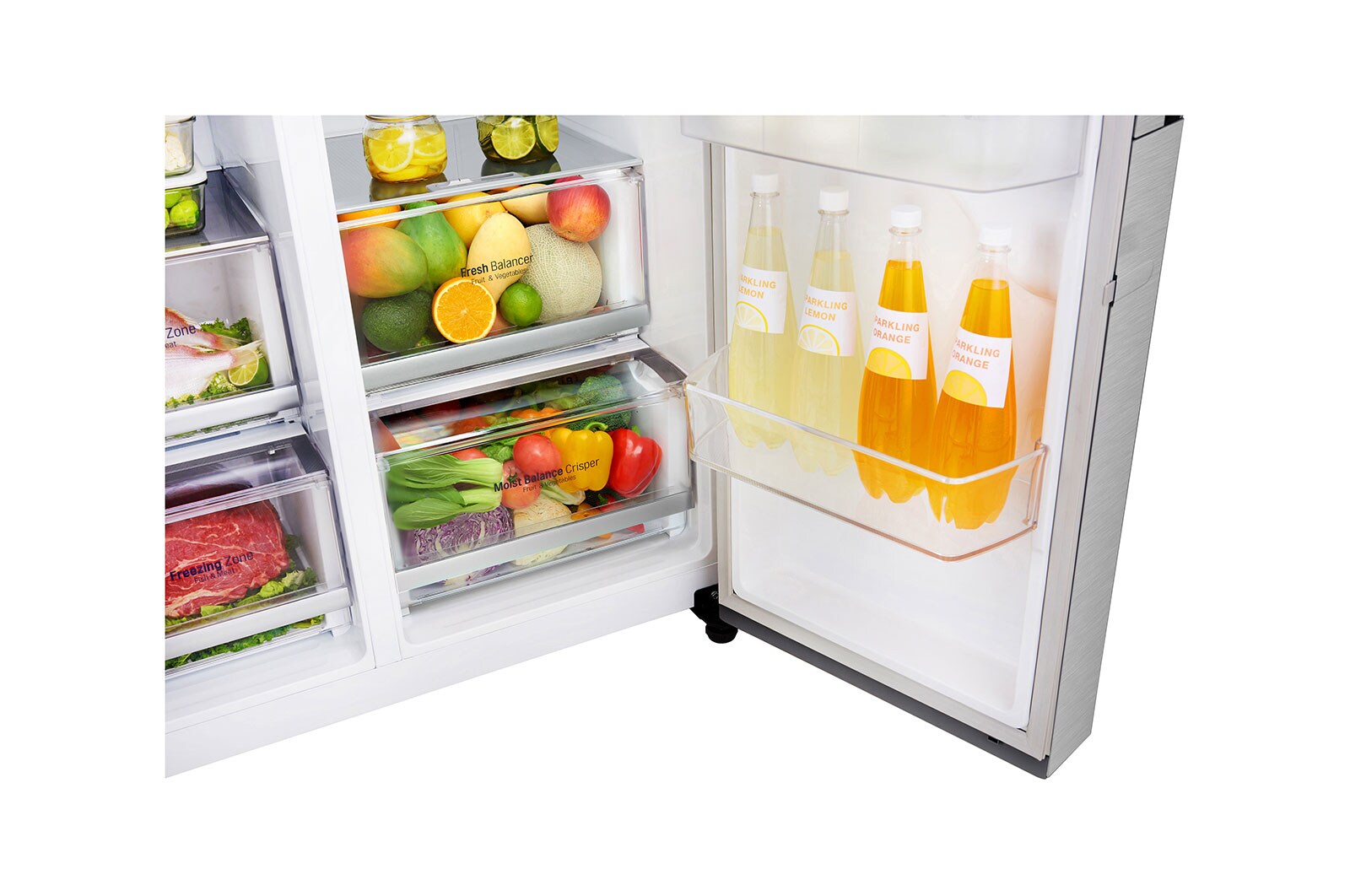 LG 625L InstaView Door in Door™ Side by Side (Noble Steel) - Energiklass E, Vatten/is med röranslutning, Smart Diagnosis™ med Wi-Fi, GSX960NECE