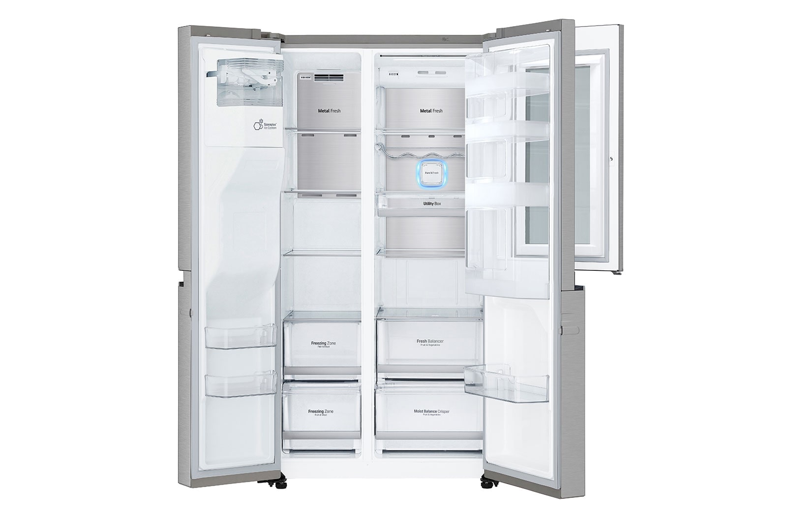 LG 625L InstaView Door in Door™ Side by Side (Noble Steel) - Energiklass E, Vatten/is med röranslutning, Smart Diagnosis™ med Wi-Fi, GSX960NECE