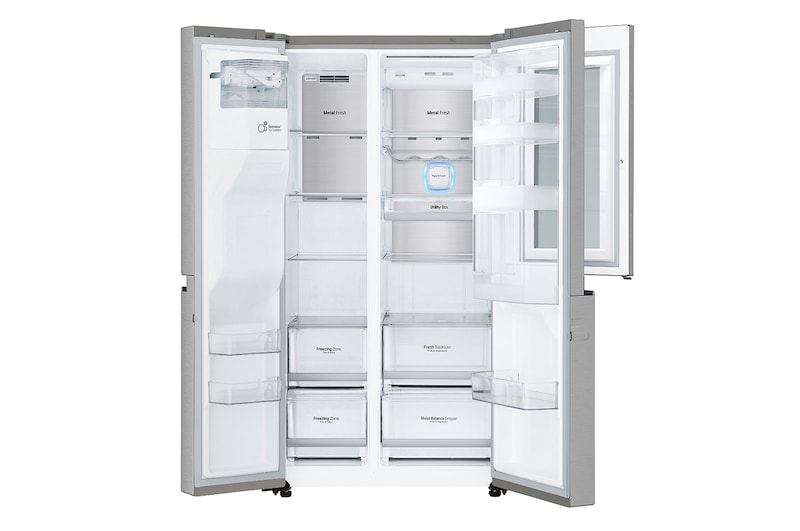 LG 625L InstaView Door in Door™ Side by Side (Noble Steel) - Energiklass E, Vatten/is med röranslutning, Smart Diagnosis™ med Wi-Fi, GSX960NECE