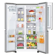 LG 625L InstaView Door in Door™ Side by Side (Noble Steel) - Energiklass E, Vatten/is med röranslutning, Smart Diagnosis™ med Wi-Fi, GSX960NECE