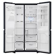 LG 625L InstaView Door in Door™ Side by Side (Matte Black) - Energiklass F, Vatten/is via röranslutning, Smart Diagnosis™ med Wi-Fi, GSX960MCVZ
