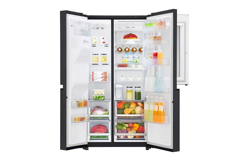 LG 625L InstaView Door in Door™ Side by Side (Matte Black) - Energiklass F, Vatten/is utan röranslutning, Smart Diagnosis™ med Wi-Fi, GSX961MCCZ
