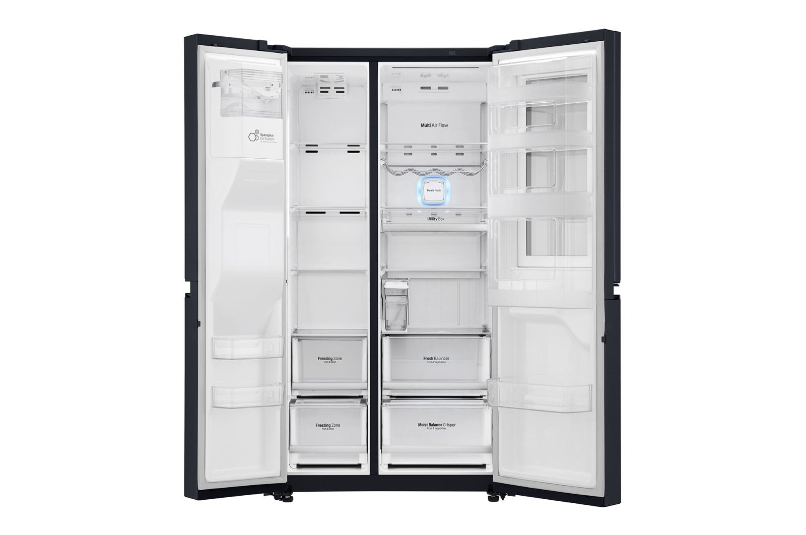 LG 625L InstaView Door in Door™ Side by Side (Matte Black) - Energiklass F, Vatten/is via röranslutning, Smart Diagnosis™ med Wi-Fi, GSX960MCVZ