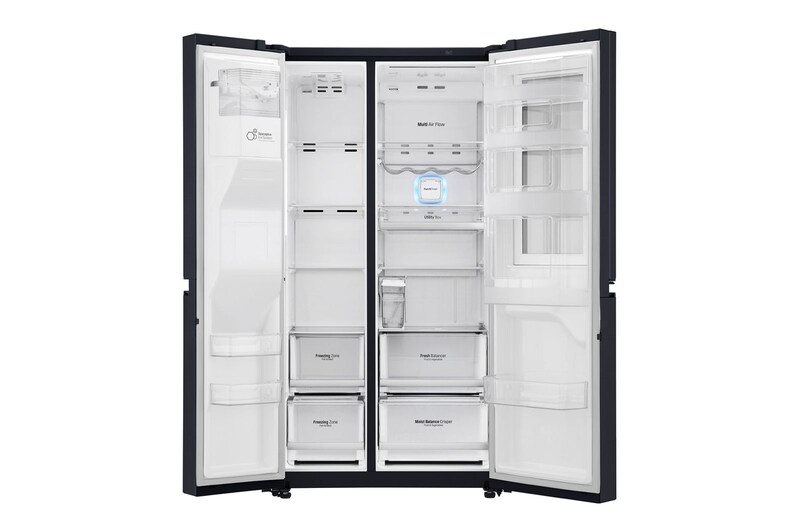 LG 625L InstaView Door in Door™ Side by Side (Matte Black) - Energiklass F, Vatten/is utan röranslutning, Smart Diagnosis™ med Wi-Fi, GSX961MCCZ