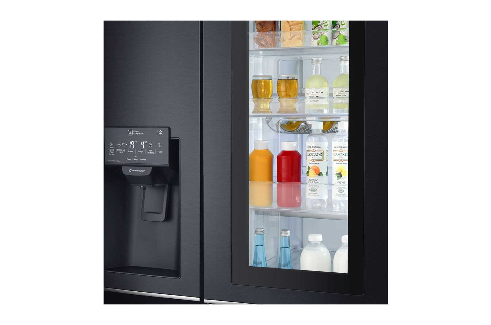 LG 625L InstaView Door in Door™ Side by Side (Matte Black) - Energiklass F, Vatten/is via röranslutning, Smart Diagnosis™ med Wi-Fi, GSX960MCVZ