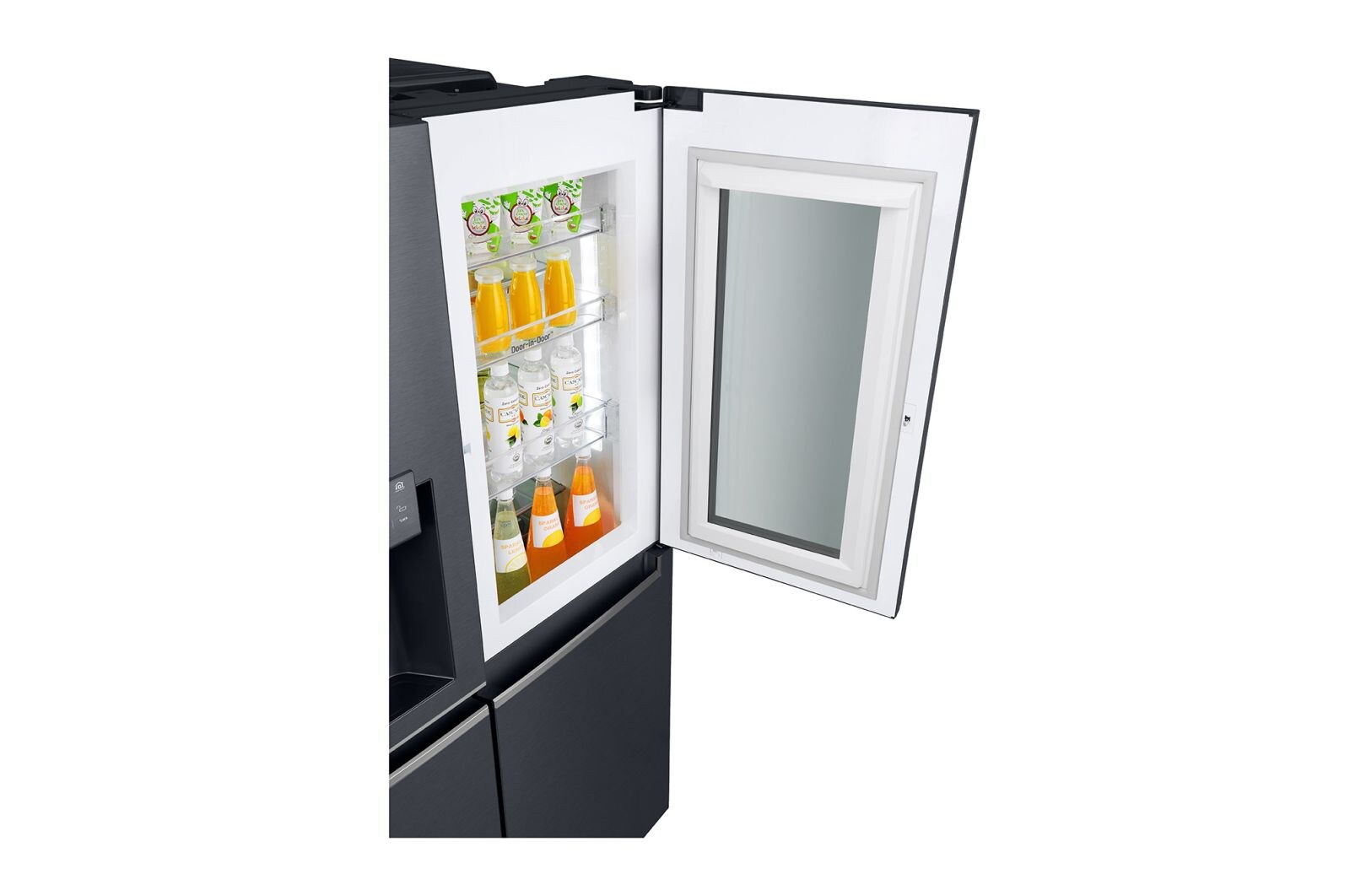 LG 625L InstaView Door in Door™ Side by Side (Matte Black) - Energiklass F, Vatten/is via röranslutning, Smart Diagnosis™ med Wi-Fi, GSX960MCVZ