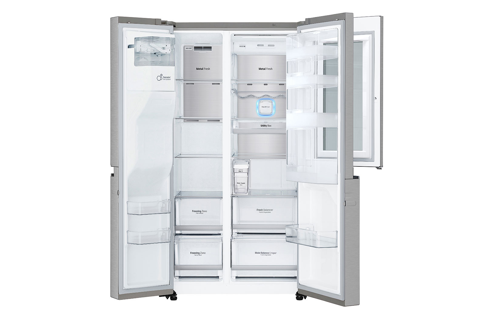 LG 625L InstaView Door in Door™ Side by Side (Noble Steel) - Energiklass E, Vatten/is utan röranslutning, Smart Diagnosis™ med Wi-Fi, GSX961NECE