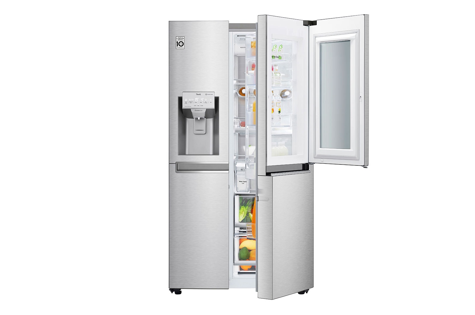 LG 625L InstaView Door in Door™ Side by Side (Noble Steel) - Energiklass E, Vatten/is utan röranslutning, Smart Diagnosis™ med Wi-Fi, GSX961NECE