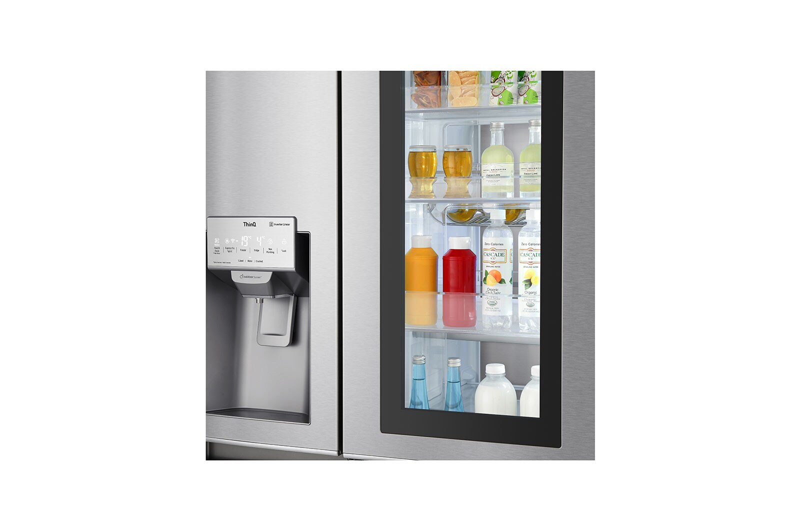 LG 625L InstaView Door in Door™ Side by Side (Noble Steel) - Energiklass E, Vatten/is utan röranslutning, Smart Diagnosis™ med Wi-Fi, GSX961NECE