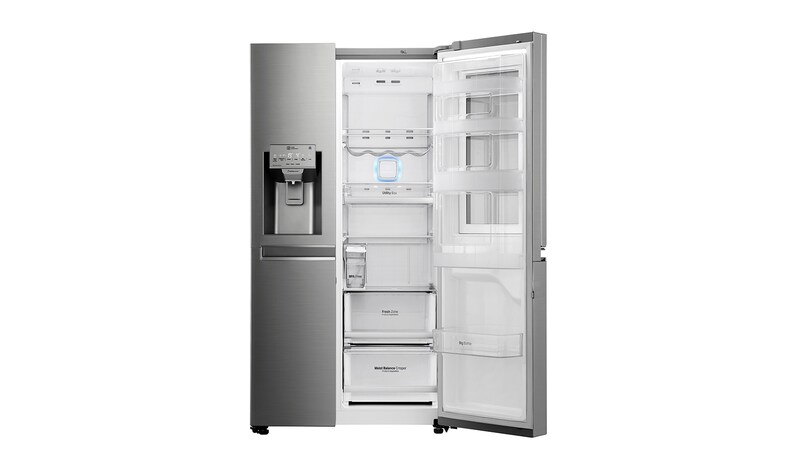 LG 625L InstaView Door in Door™ Side by Side (Noble Steel) - Energiklass F, Vatten/is utan röranslutning, Smart Diagnosis™ med Wi-Fi, GSX961NSAZ