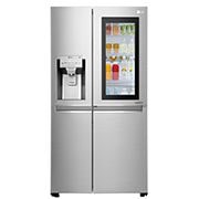 Vy framifrån av 625L InstaView Door in Door™ Side by Side (Noble Steel) - Energiklass F, Vatten/is utan röranslutning, Smart Diagnosis™ med Wi-Fi GSX961NSCZ