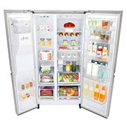 LG 625L InstaView Door in Door™ Side by Side (Noble Steel) - Energiklass F, Vatten/is utan röranslutning, Smart Diagnosis™ med Wi-Fi, GSX961NSCZ