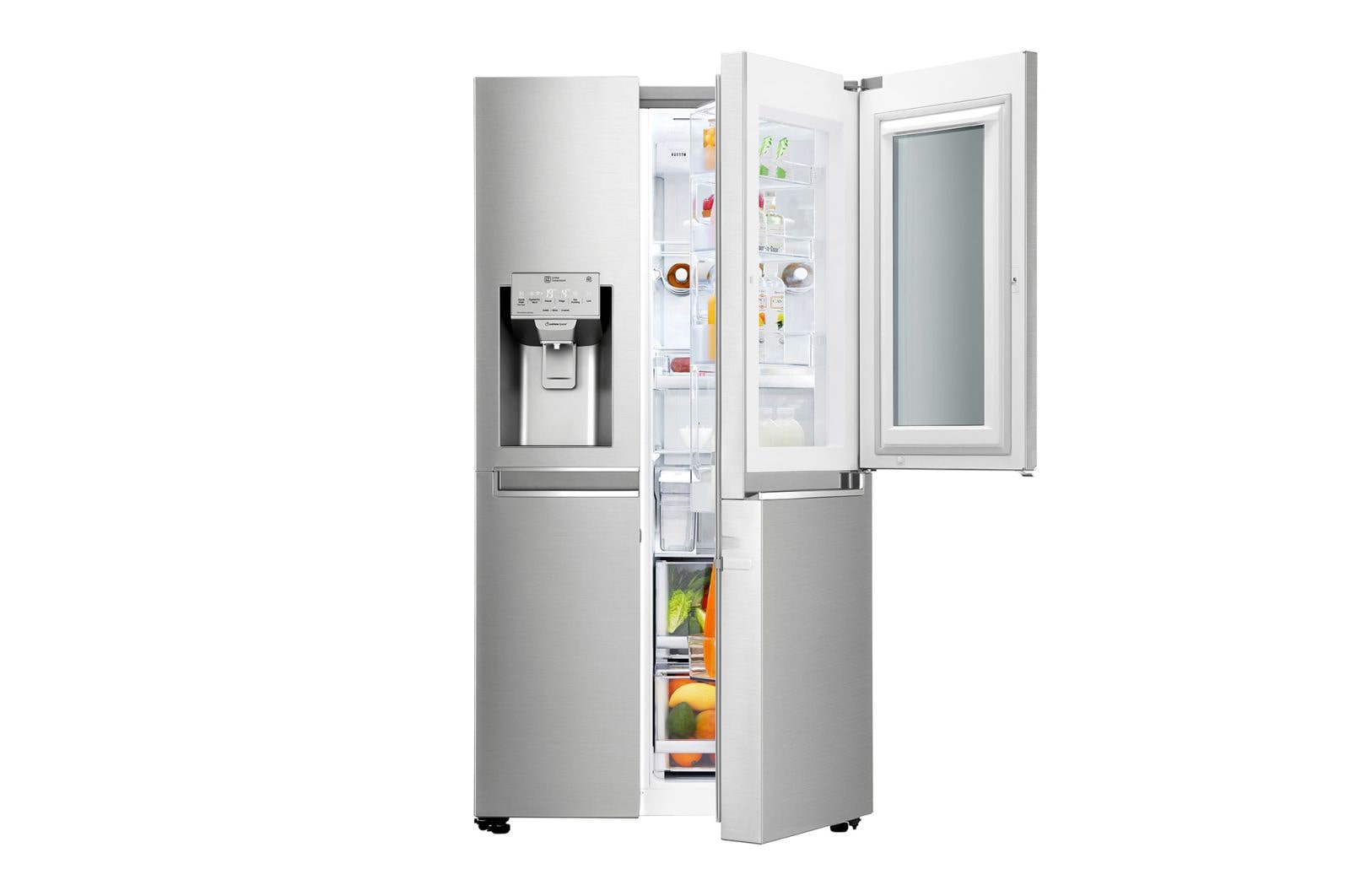 LG 625L InstaView Door in Door™ Side by Side (Noble Steel) - Energiklass F, Vatten/is utan röranslutning, Smart Diagnosis™ med Wi-Fi, GSX961NSCZ